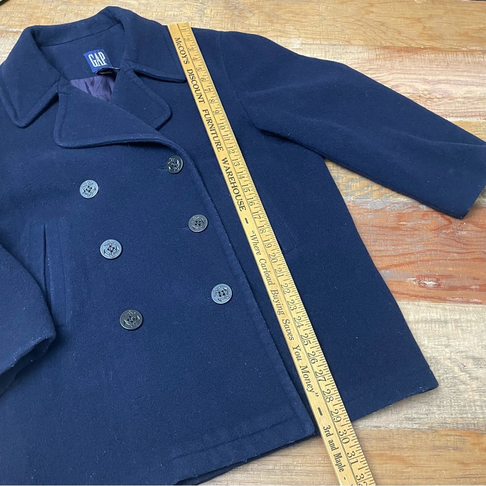 Gap Women’s Medium Navy Blue  Wool Blend Double Breasted Peacoat gold button - Picture 8 of 11